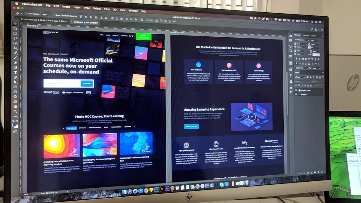 Laptop showing a small business website being designed